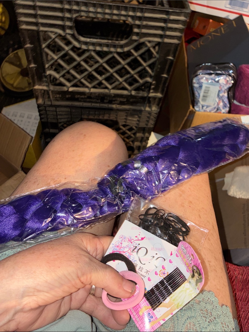 Purple Braided Hair Extension with Styling Accessories